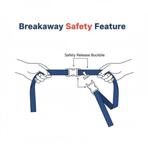 Demonstrating the safety breakaway feature on retractable lanyards for id badges.