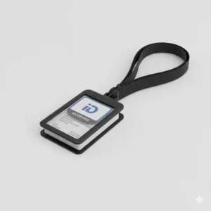 Retractable lanyard badge holder designed to securely hold up to three standard ID cards or access passes.