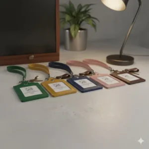 Assortment of vibrant color options available for the flexible ID holder and keychain bundle.