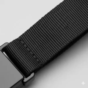 Detail shot of the durable nylon webbing used on a high-quality retractable badge lanyards strap.