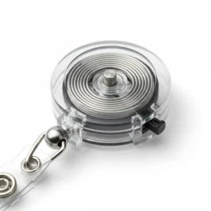 Close-up view of the smooth-pulling component of a lanyard with retractable badge reel.