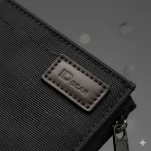 Close-up of the premium, lightweight nylon material used to craft the ID card holder belt.