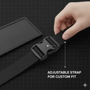 Adjustable strap and secure buckle on the ID card holder belt ensure a comfortable, custom fit for all users.