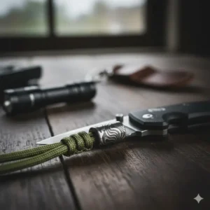 Unique patterned Damascus steel lanyard beads for high-end folding knives.