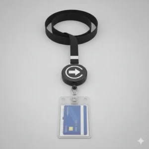 View of the durable ID badge holder pocket, demonstrating its capacity to securely carry multiple access cards and a photo ID.
