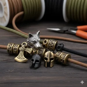 Illustration 7: A diverse assortment of decorative and animal shaped beads for paracord bracelets and DIY craft projects.