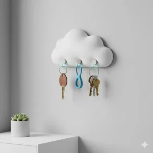 A white magnetic cloud used as interesting key holders to keep keys hanging in mid-air.