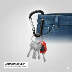Using a heavy-duty carabiner on a belt loop as a secure and accessible best way to carry keys.