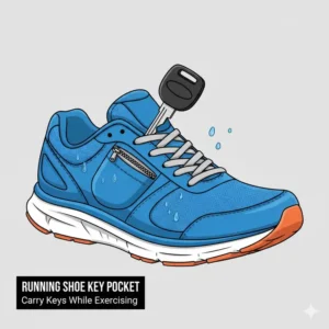 A running shoe with a specialized pocket as the best way to carry keys during a workout.
