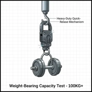 Illustration depicting the weight-bearing capacity and durability of a heavy-duty quick release key chain.