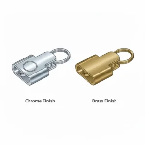 Comparison of different metal finishes available for the classic pull apart key ring.