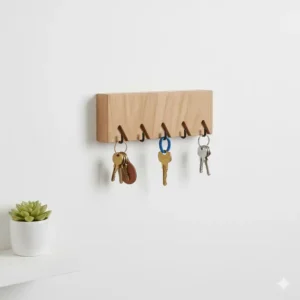Sleek and minimalist geometric wood blocks designed as interesting key holders for modern interiors.