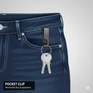 A deep-carry pocket clip used as a minimalist best way to carry keys without bulk.