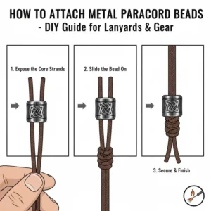 Everyday carry (EDC) setup featuring a flashlight and keychain with decorative metal paracord beads.