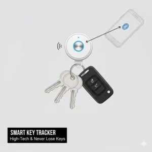 A smart Bluetooth tracker attached to a keyring as the best way to carry keys to ensure they are never lost.