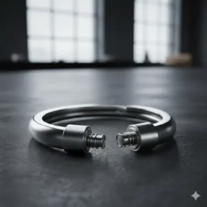 Close-up detail of the stainless steel texture on a high-quality 2 piece key ring.