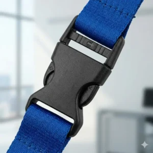 Illustration 1: A close-up view of the safety release mechanism on these custom breakaway lanyards.