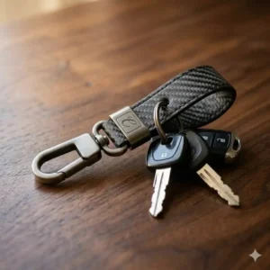 Durable braided leather strap best car keychain with metallic hardware.