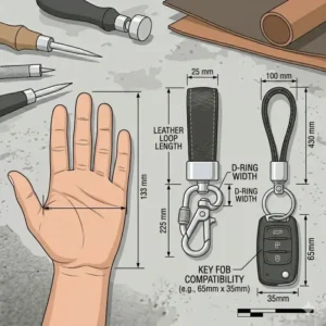 Graphic comparing the dimensions of a compact keychain auto fob against a standard hand size.