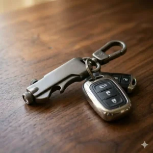 Dual-ring valet best car keychain with a quick-release mechanism.