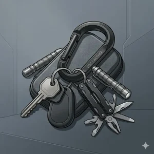 An everyday carry setup organized with a reliable and stylish carabiner for keys.