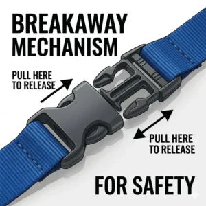 An office employee wearing a grey breakaway neck lanyard with an electronic access keycard.