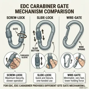 A comparison of different locking gate mechanisms used in the best edc carabiner options.