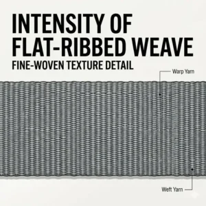 Detailed texture of a flat-ribbed polyester breakaway neck lanyard showing the fine-woven fabric.