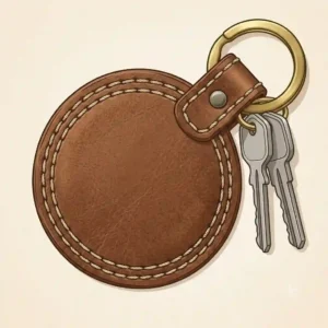 A detailed illustration highlighting the heavy-duty stitching and full-grain texture of a durable leather key ring.