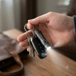 Close up of the USB-C charging port on the best keychain flashlight for EDC.