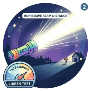 A beam distance test demonstrating the high lumen output of the best keychain torch.
