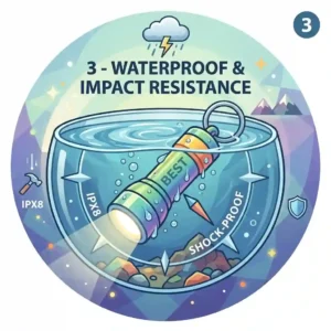 A durable best keychain torch submerged in water to showcase its waterproof rating.